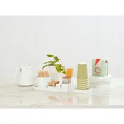 Cal-Mil 23824-15 Juno Condiment Holder, 4.5"W X 11.25"D X 1"H, White Powder-Coated Metal 3 image