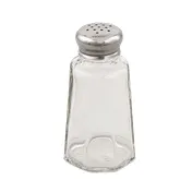 Browne USA 571930 Salt & Pepper Shaker, 2 oz, 2" x 3-3/5" Glass Jar with Stainless Steel Top - Case 1 image