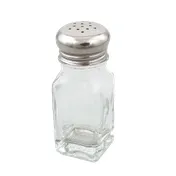 Browne USA 575183 Salt and Pepper Shaker, 2 oz, 1.5" x 4" Clear Glass with Stainless Steel Top - Dozen 1 image