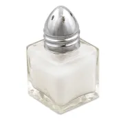 Browne USA 575191 Salt & Pepper Shaker, 0.5 Oz, 1.5" x 2" Glass Jar, Chrome Top, Mini - 1 Dozen 1 image