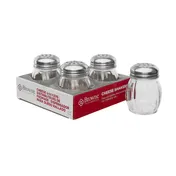 Browne USA 575227 Cheese & Spice Shaker Set, 6-9 oz, 2.6" Dia x 3.6" H, Glass, Silver Top - 4/Set 1 image