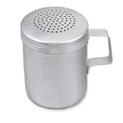 Browne USA 575671 Dredge Shaker 10-11 oz 2-1/2" Dia x 3-7/10" H Aluminum Satin Metal Lid Handled Top 1 image