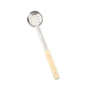 Browne USA 5757431 Portion Spoon - 3 oz Perforated Stainless Steel, 10-4/5" Length, Beige Handle 1 image