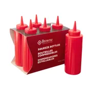 Browne USA 57801205 Squeeze Bottle, 12 oz Polyethylene Red, No-Drip Tip, Standard Top - 6/Set 1 image