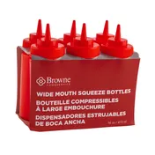 Browne USA 57801705 Squeeze Bottle, 16 oz Polyethylene Red with Wide Mouth, No-Drip Tip - 6/Set 1 image