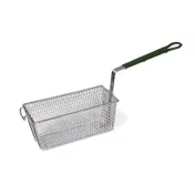 Browne USA 79204 Fryer Basket -Rect 13" x 5-1/2" x 5-1/2", Green Handle, Nickel-Plated Steel, Mesh, Basket 1 image