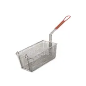 Browne USA 79207 Fryer Basket - Rect. 13" x 5-1/2" x 5-1/2", Nickel-Plated Steel Mesh, Red Handle 1 image