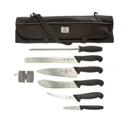 Mercer M13751 BBQ Set II, 8-Pc. 3",5.9",8"(Chef/Butch),10",11" knives, Sharpener & 7-Pk Roll - 1/Bag 1 image