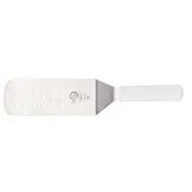 Mercer M18710WH Steel Turner, 8" x 3" Blade, 14-3/4", White Handle, Perforated Japanese Steel, NSF 1 image