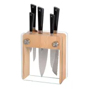 Mercer M19105 ZüM 6-Piece Set with 6", 8", 8", 6" and 3" knives - Carbon Blades, NSF, Glass Block 1 image
