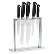 Mercer M20000 Genesis 6-Piece Knife Set - 5-8" Knives, Steel Blades, Black Handles, NSF, Glass Block 1 image