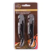 Mercer M33082P2 Corkscrew 4-3/4" 5-Turn Non-Stick Worm Lever Hinge Grips Edge Steel Black Handle 1 image