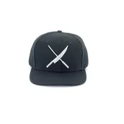 Mercer M60132BKW Black 100% Cotton Snap-Back Chef Hat with Vent Holes, One Size, White Mercer Logo 1 image