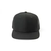 Mercer M60135BK Trucker Cap - One Size, 100% Cotton Black with Nylon Mesh, SnapBack, Vent Holes 1 image