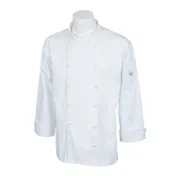 Mercer M62010WH1X Chef Coat, XLarge White Unisex Long Sleeve, Poly/Cotton Twill, Buttons, Pocket 1 image