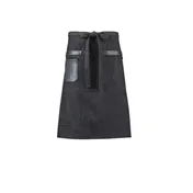 Mercer M63204BKD Waist Apron - 21" x 26" Black 100% Denim, 2 Pockets, Leather Pocket & Towel Holder 1 image