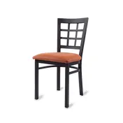 Original Wood Seating M33 GR9 Side Chair, Window Back, Upholstered Seat, Black Powder Coat 1 image