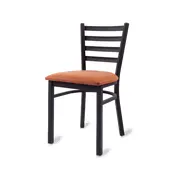 Original Wood Seating M45 GR9 Ladder Back Side Chair, Upholstered Seat, Black Powder Coat, Grade 9 Upholstery 1 image