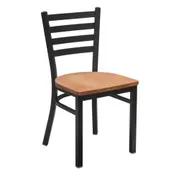 Original Wood Seating M45 SW Ladder Back Side Chair, Solid Wood Seat, Welded Metal Frame, Black Powder Coat Finish 1 image