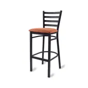 Original Wood Seating M45B GR9 Armless Ladder Back Bar Stool, Upholstered Seat, Black Powder Coat, Grade 9 Uph 1 image