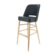 Original Wood Seating POPPIN B FP GR7 Extra Wide Upholstered Cut-Out Back Bar Stool with Footrest 1 image