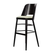 Original Wood Seating POPPIN B GR8 Extra Wide Wood Cut-Out Back Upholstered Bar Stool with Footrest 1 image