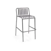 Original Wood Seating SOL B Aluminum Stacking Outdoor Bar Stool, Metal Seat, Slat Back, Anthracite Finish 1 image