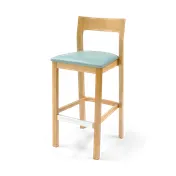 Original Wood Seating W48B GR9 Armless European Beech Wood Bar Stool with Upholstered Seat 1 image