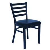 Atlanta Booth & Chair M101 Ladder Back Metal Chair, Black Textured Frame, Wood Seat 1 image