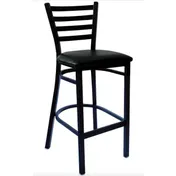 Atlanta Booth & Chair M101BS Ladder Back Barstool, Wood Seat, Black Metal Frame, Footrest, Specify Upholstery 1 image