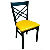 Atlanta Booth & Chair M102 Double X-Back Metal Chair, Black Textured Frame, Wood Seat, Criss Cross Back Style 1 image