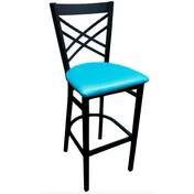 Atlanta Booth & Chair M102BS Bar Stool, Double X-Back, Wood Seat, Black Metal Frame, Footrest, Specify Upholstery 1 image