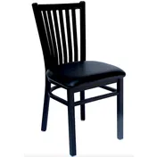 Atlanta Booth & Chair M103 Slat Back Metal Chair, Black Textured Frame, Wood Seat, ABC Standard Vinyl 1 image