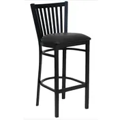 Atlanta Booth & Chair M103BS Slat Back Barstool, Wood Seat, Black Metal Frame, Footrest, Specify Upholstery 1 image
