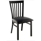 Atlanta Booth & Chair M104 Slat Back Straight Top Metal Chair, Black Textured Frame, Wood Seat, ABC Standard Vinyl 1 image