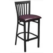 Atlanta Booth & Chair M104BS Slat Back Barstool, Wood Seat, Black Metal Frame, Footrest, Specify Upholstery 1 image