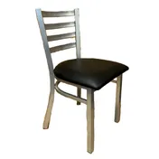 Atlanta Booth & Chair M105 Metal Outdoor Restaurant Chair, Silver Frame, Ladder Back, ABC Vinyl Seat 1 image