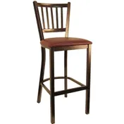 Atlanta Booth & Chair M199BS Black Metal Outdoor Bar Stool, Vertical Back, Armless 1 image