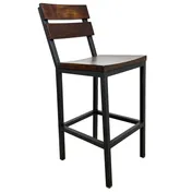 Atlanta Booth & Chair M230BS Side Barstool, Steel Black Frame, Solid Wood Seat & Back, Beechwood Walnut Finish, Armless 1 image
