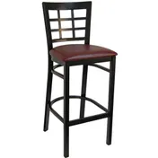 Atlanta Booth & Chair M290BS Semi Gloss Black Metal Outdoor Bar Stool with Window Pane Back 1 image
