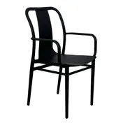Atlanta Booth & Chair OD702A Modern Black Matte Aluminum Outdoor Dining Side Arm Chair 1 image