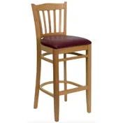 Atlanta Booth & Chair W102BS European Beech Wood Bar Stool with Slatted Back and Footrest 1 image
