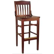 Atlanta Booth & Chair W103BS European Beech Wood Barstool with Schoolhouse Back and Footrest 1 image