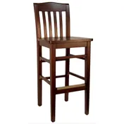 Atlanta Booth & Chair W104BS Wood Bar Stool, Bulldog Back, European Beech Wood Seat & Frame, Footrest, Upholstery to Specify 1 image