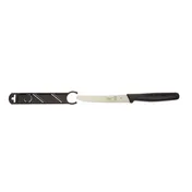 Mercer M33932B Bar Knife - 4-1/3" Wavy Edge RoundedTip Slide Guard Carbon Steel Blade PP Handle NSF 1 image