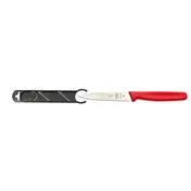 Mercer M33933RDB Bar Knife - 4" Stainless Steel Blade, Red Polypropylene Handle, Slide-On Guard 1 image