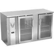 Victory VBBN58HC-G-S 58" Stainless Steel Back Bar Refrigerator, 14.8 cu. ft., 2 Glass Doors, LED Lighting 1 image