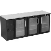 Victory VBBN78HC-FG-B 78" Back Bar Refrigerator, 3-Section, 21.7 cu. ft., Black Exterior, Stainless Steel Interior, Glass Doors 1 image