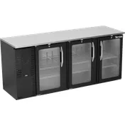 Victory VBBN78HC-G-B 78" Back Bar Refrigerator, 3-Section, 21.7 cu. ft., Black Exterior, Stainless Steel Interior, Glass Doors 1 image