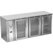 Victory VBBN78HC-G-S 78" Three-Section Back Bar Refrigerator, 21.7 cu. ft., Stainless Steel, Glass Doors 1 image